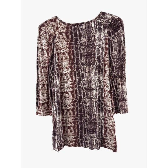 Womens L Snake Print Stretch Blouse Glam Mob Wife Animal Print Top Layers Fall - Picture 2 of 7